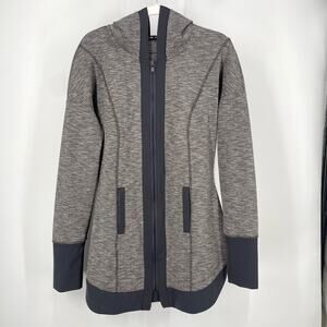 Patty Boutik Charcoal Jacket, Longer length, Hood, Spandex, Shaped, Ladies Large